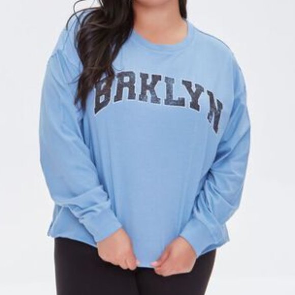 New Plus Size Brklyn Cropped Graphic Tee - Picture 1 of 5